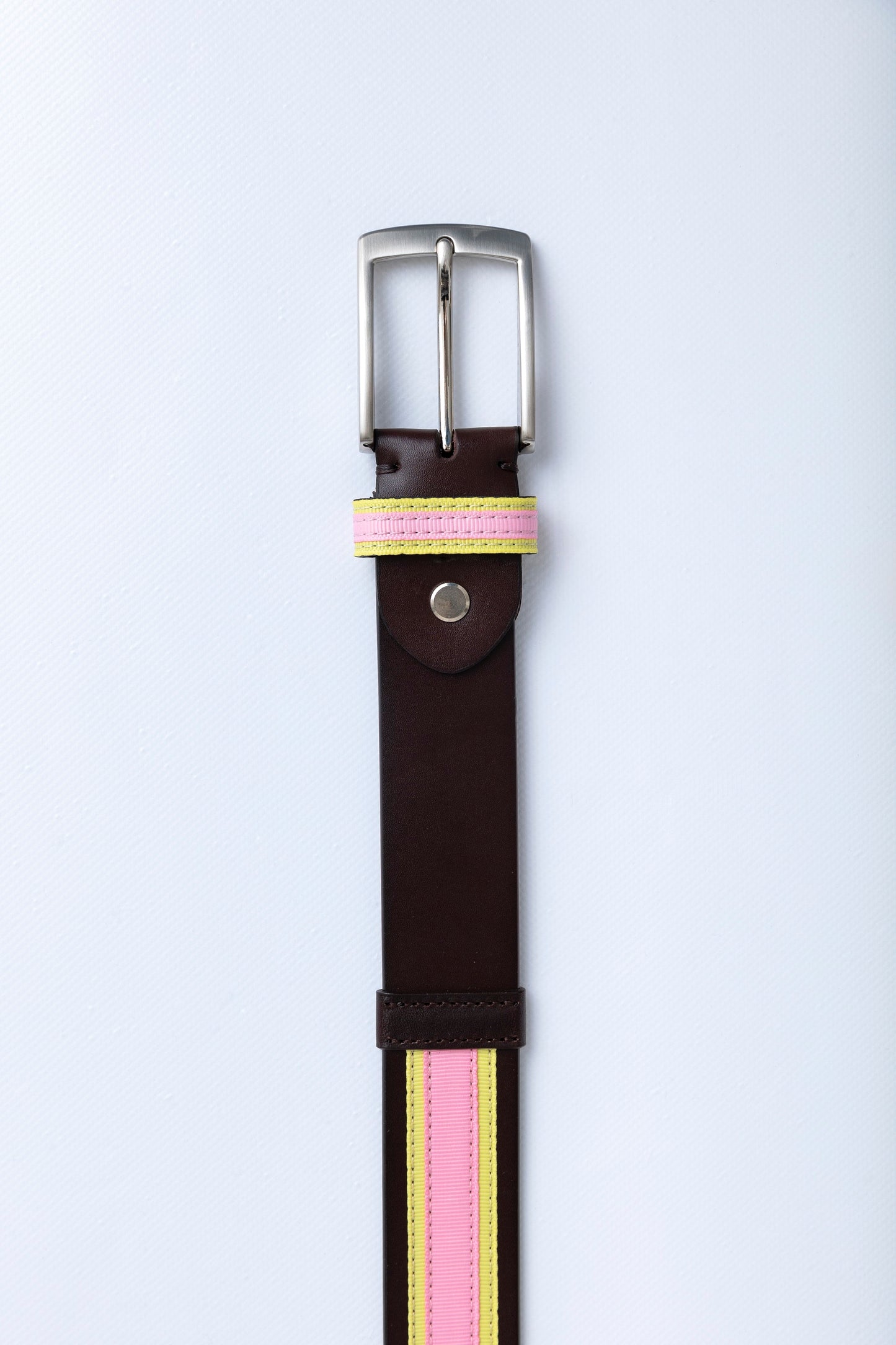 Rose Pink on Lemon Yellow, brunt läderbälte