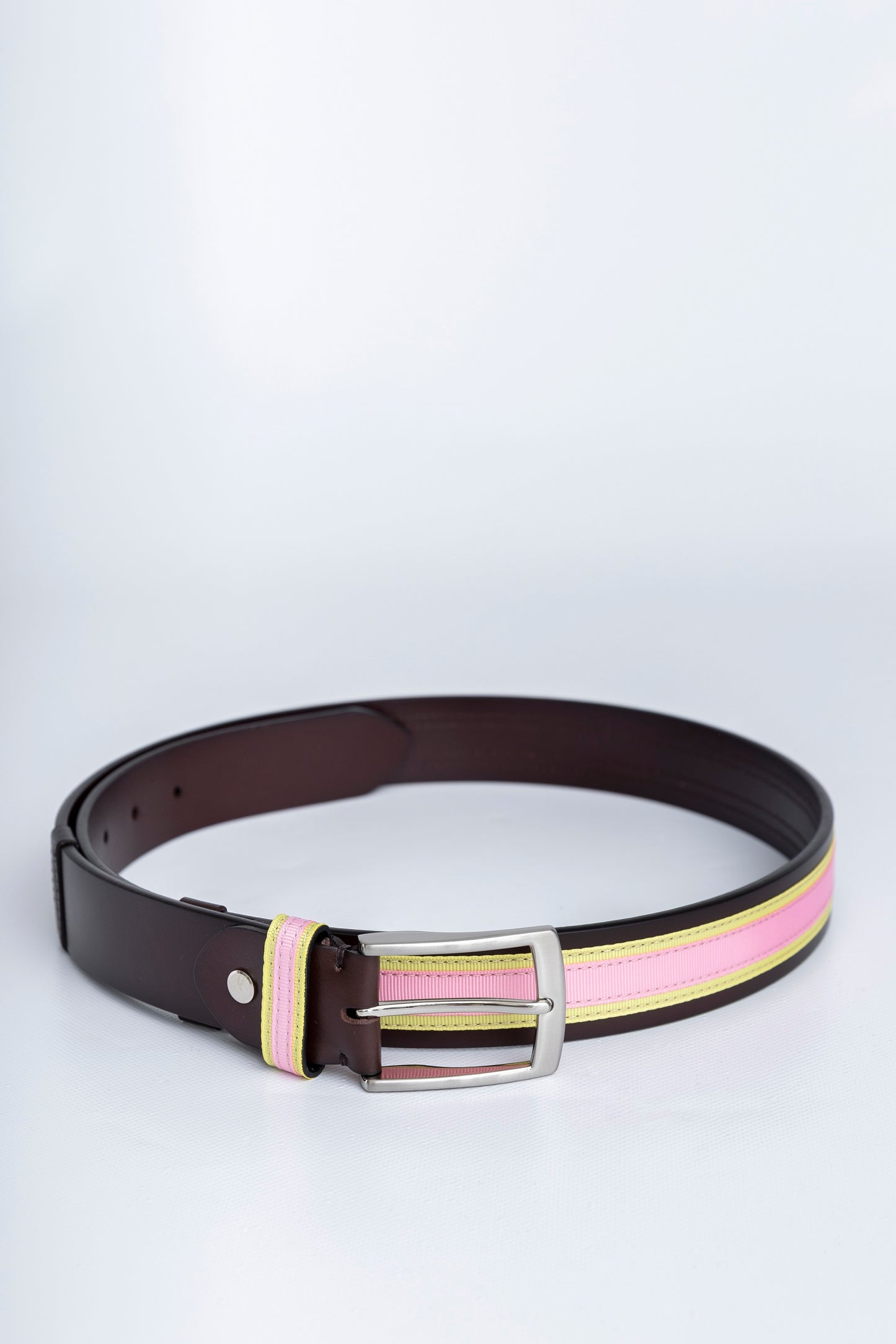 Rose Pink on Lemon Yellow, brunt läderbälte