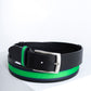 Classic Green on Navy Blue, svart läderbälte