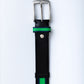Classic Green on Navy Blue, svart läderbälte